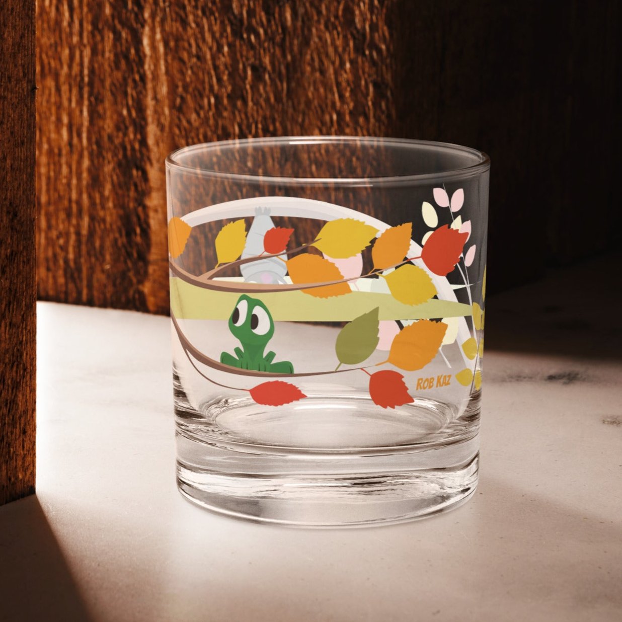 Rocks Glass: Echo hanging in fall leaves