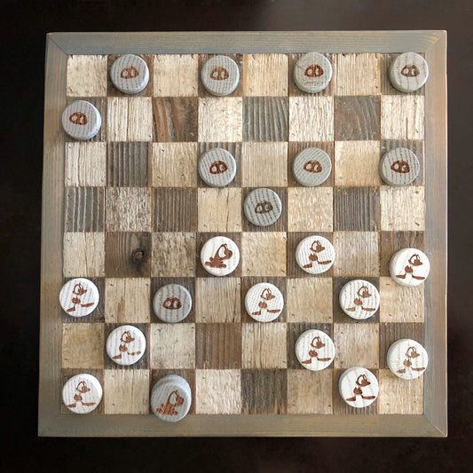 Handmade Reclaimed Barn Wood Checkers Game
