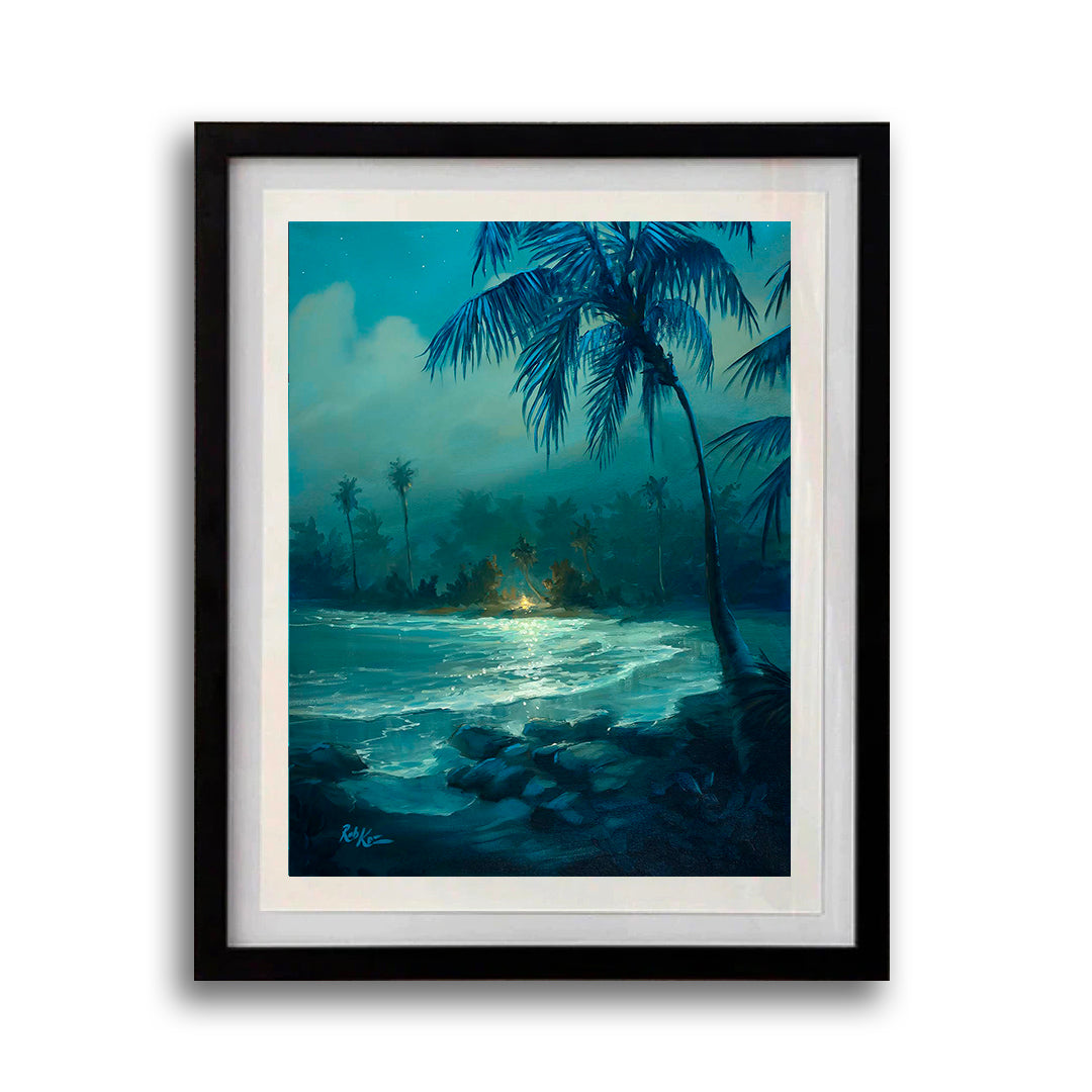 Beach Campfire- Framed Open Edition Print