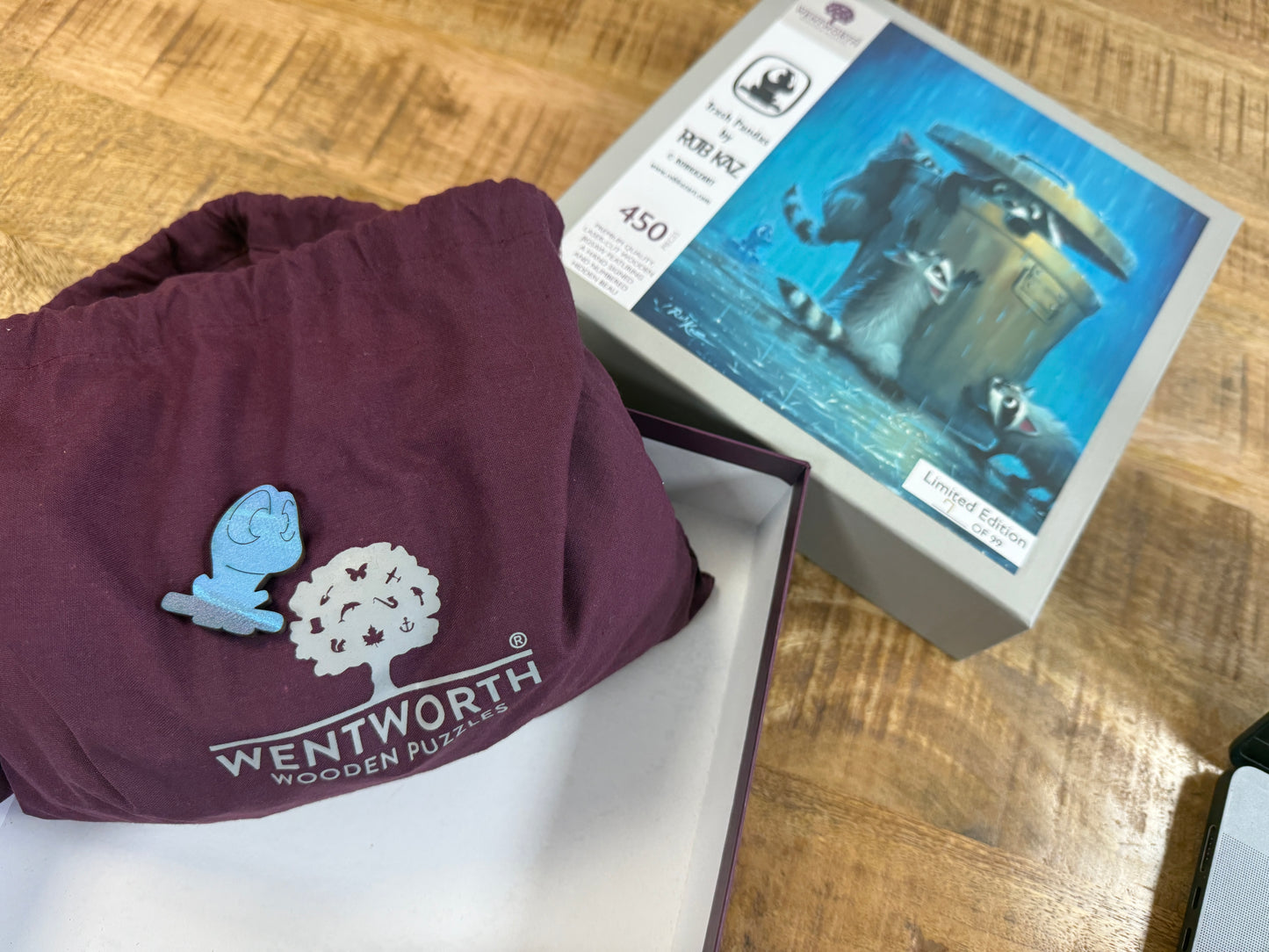 Limited Edition Wentworth Wooden Puzzle by Rob Kaz - Trash Pandas