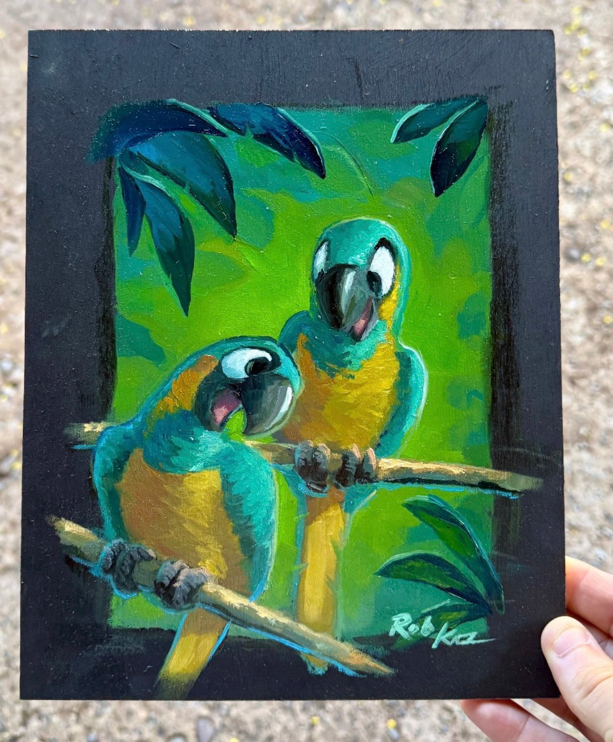 Study en Noir: Pair of Macaws by Rob Kaz