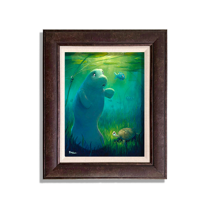 Inquisitive Manatee - Framed, Limited Edition Giclee