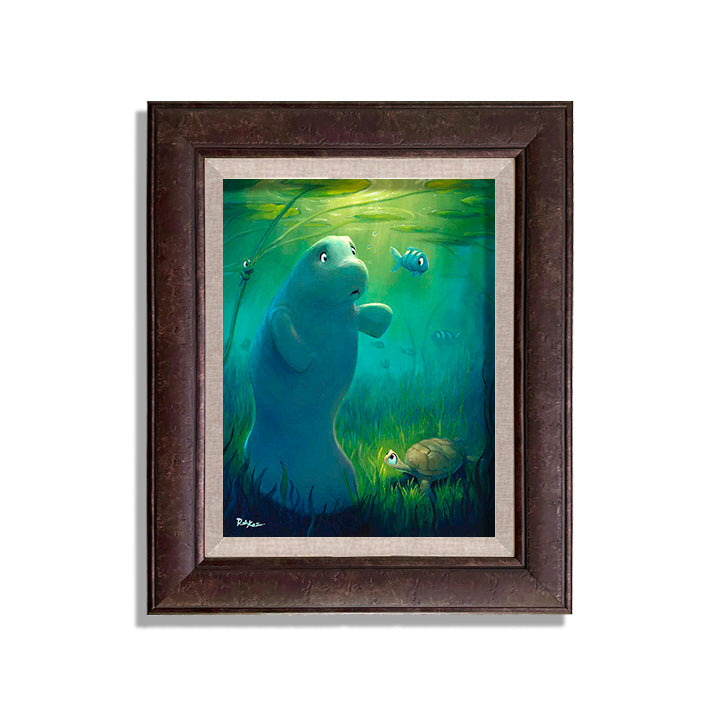 Inquisitive Manatee - Framed, Limited Edition Giclee