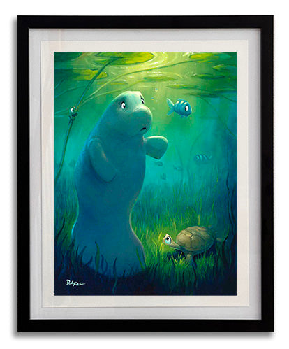 Inquisitive Manatee - Framed Open Edition Print