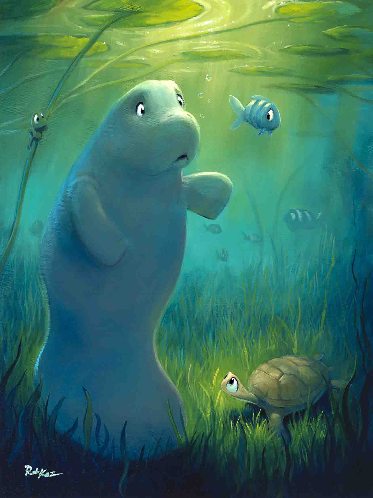 Inquisitive Manatee - Original Oil Painting - 24x18
