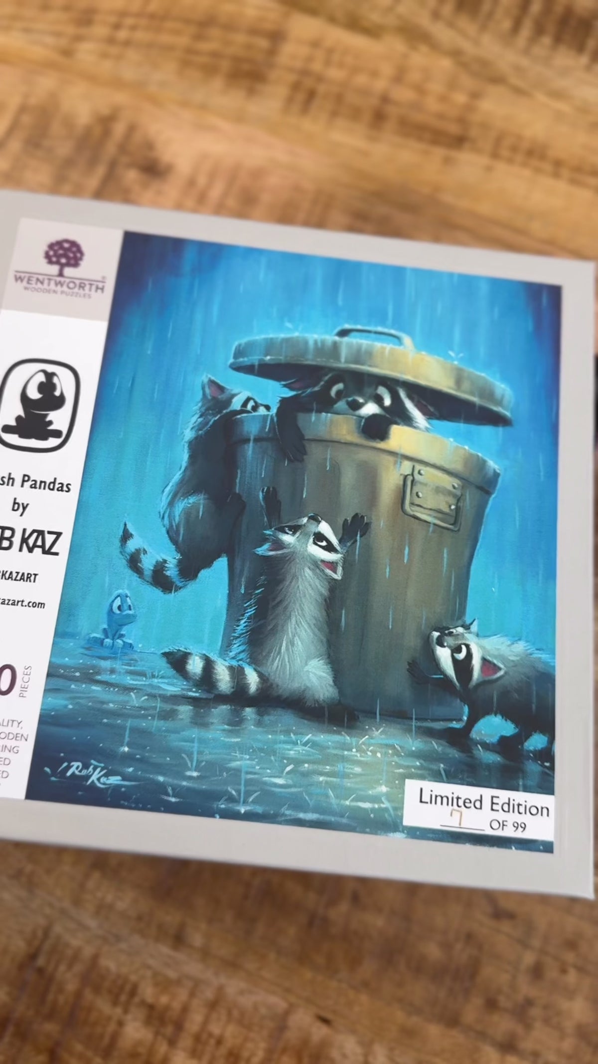 Limited Edition Wentworth Wooden Puzzle by Rob Kaz - Trash Pandas