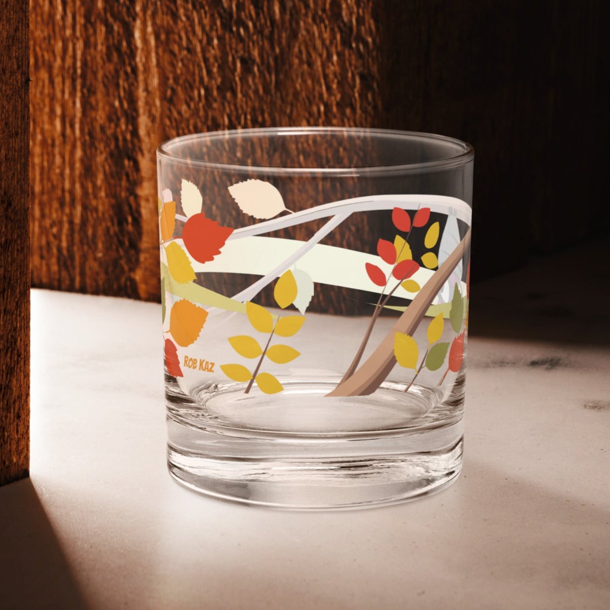 Rocks Glass: Echo hanging in fall leaves