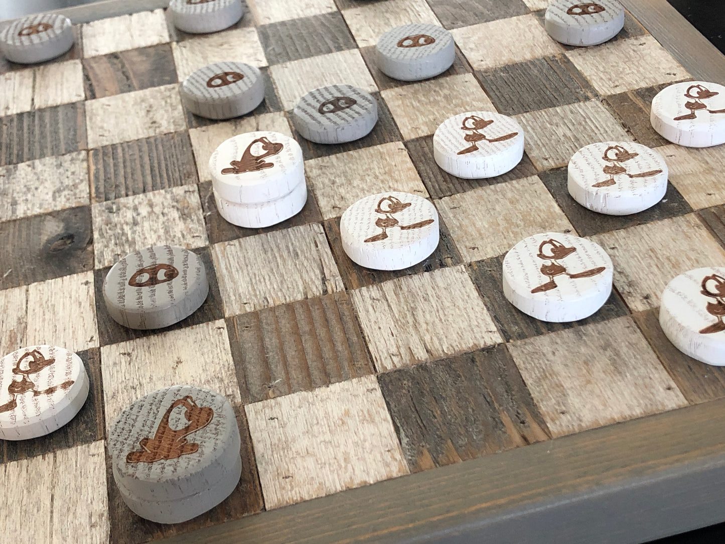Handmade Reclaimed Barn Wood Checkers Game