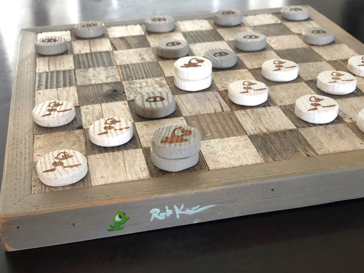 Handmade Reclaimed Barn Wood Checkers Game