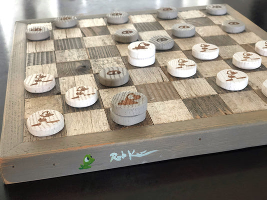 Handmade Reclaimed Barn Wood Checkers Game