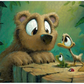 Victorian-Cut Wooden Fine Art Puzzle by Rob Kaz - Bear Buddies, 503 pieces