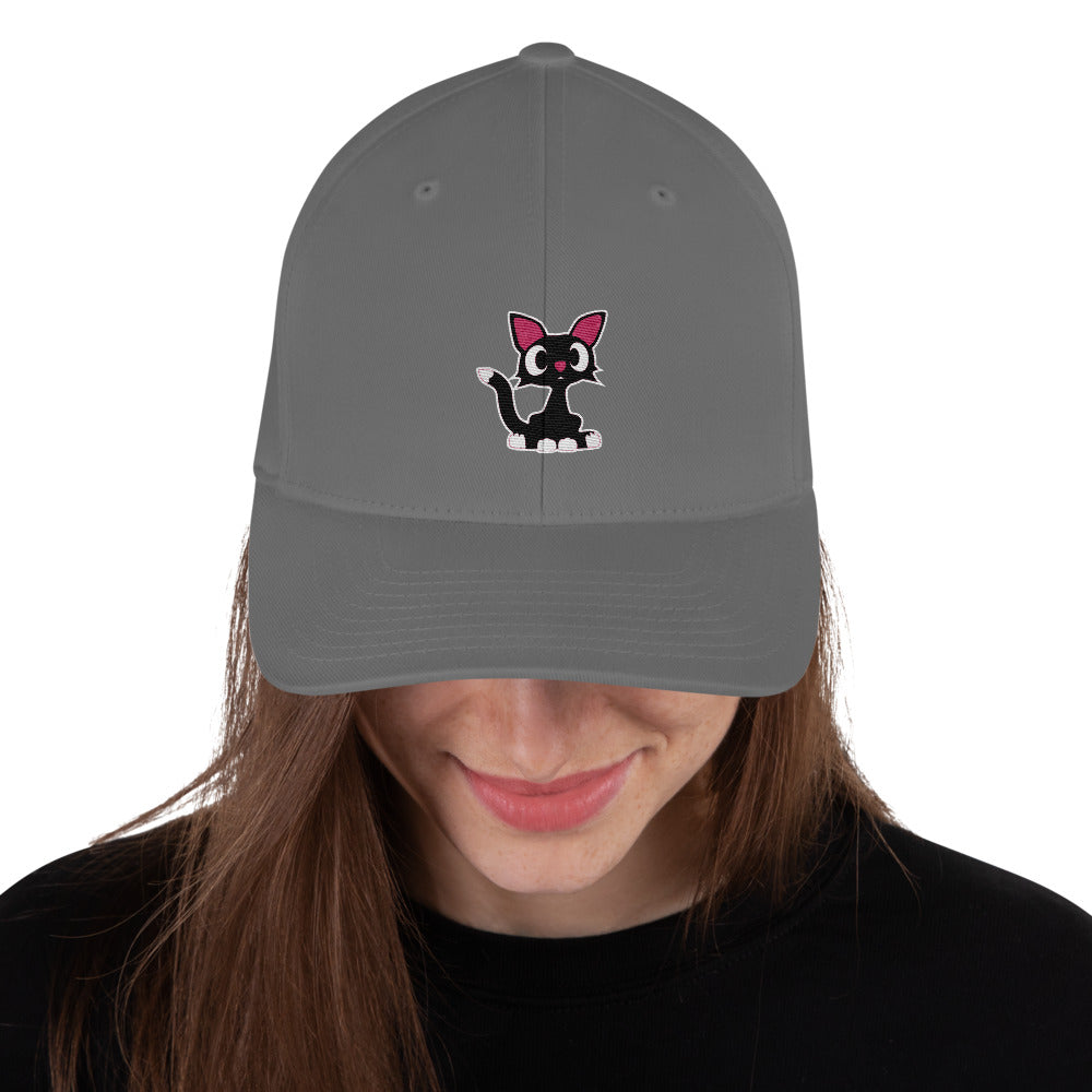 Flexfit structured twill cap with Stormy the black cat